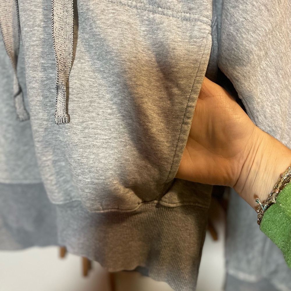 Free People Movement Grey Pullover Quarter Zip Hoodie Sweatshirt Dolman Slv S - Picture 5 of 16